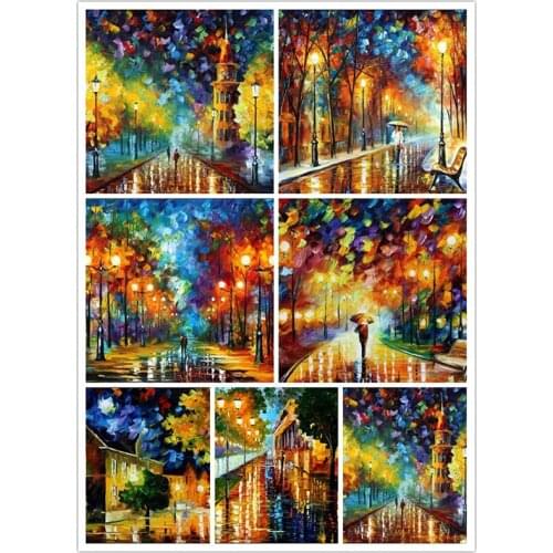 Abstract Diamond Painting 5D DIY Cross Stitch Diamond Embroidery Oil Painting Landscape Mosaic Home Decor Art Painting Street ZT