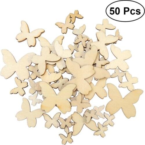 ANGRLY Mixed Size Wooden Butterfly Cutouts Craft Embellishment Blank Unfinished Wooden Heart Crafts Supplies Laser Cut