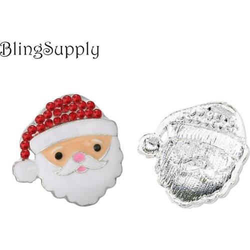 Free shipping 100PCS 25mm flatback Christmas santa rhinestone button(BTN-5653)