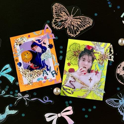 45 pieces/Pack Glitter Laser Dreamland Planets Butterfly Album Photos DIY Decoration