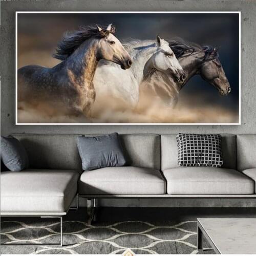 Black and White Horse Wall Art Canvas Print on The Wall Modern Animal Hd Canvas Art Painting Picture Poster Wall Home Decoration
