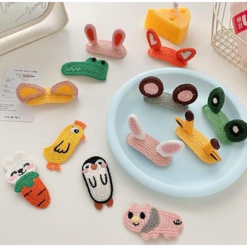 Children Sweet Lovely Girl Heart Hair Clip Stereoscopic Rabbit Ears BB Clip Cartoon Knit Animal Ear Hairpin Headwear