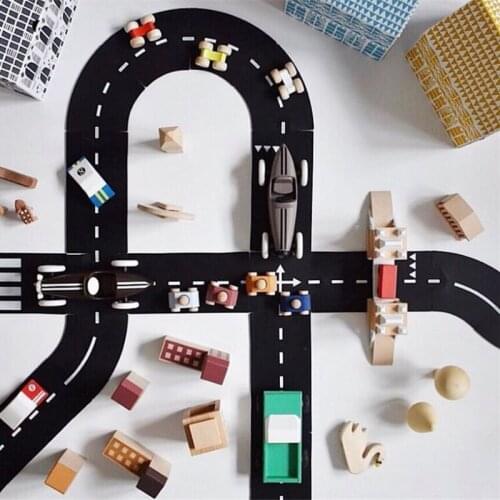 Child Car Mobile Road Splicing Track Jigsaw Automobile Highway DIY Puzzle Toys Expressway Building PVC Soft Rubber Floor Games