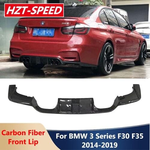 F30 F35 Carbon Fiber Rear Lip Bumper Diffuser Car Body Kit For BMW 3 Series Modify M3 2014-2019 With Led Light