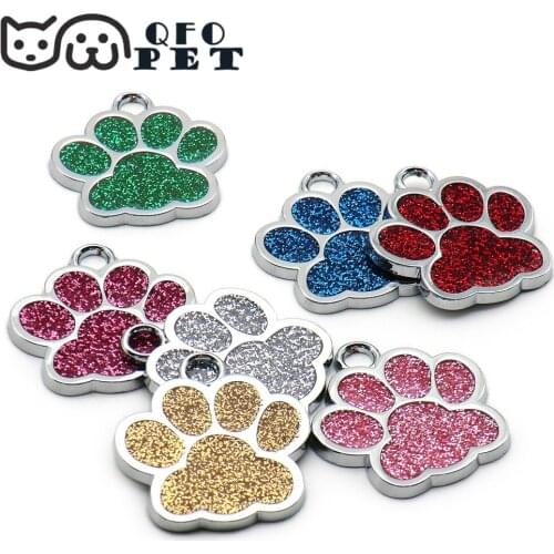 Wholesale 100Pcs Paw Pendant Dog ID Tag Custom Dog Plate Personalized Engraved Puppy ID Collar Tags Paw Pet Accessories For Dogs