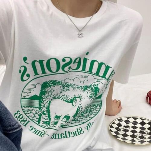 Summer Fashion Unisex Tshirt America Jamieson Sheeps Printed Vintage 80s 90s Tshirt White Cotton Women Short Sleeve