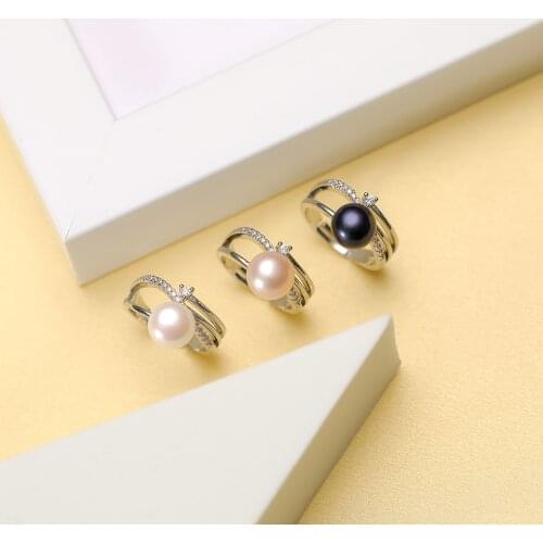 Lina Jw Natural Freshwater Pearl Rings Jewelry Adjustable for Women Gift 9mm Party/wedding Accessories Vintage Bague Femme
