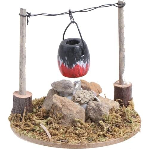 DIY Dollhouse Miniature Outdoor Garden Scene Villa Garden Hanging Stove Doll House Accessories