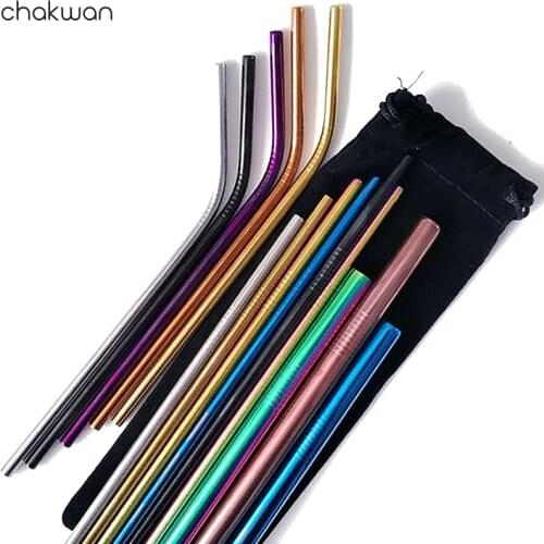 12mm Extra Wide Drinking Straw Reusable Metal Straw Set Sharp Top Bubble Tea Straw Stainless Steel Pearl Milkshake Fat Straw Set