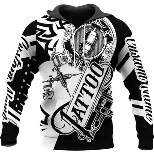Fashion Sweatshirt Nice Tattoo Art 3D Fully Printed Zip Hoodie Unisex Fall Winter Harajuku Casual Hoodie