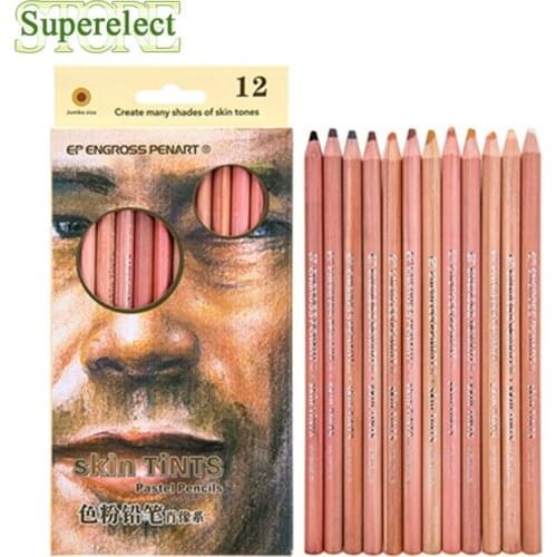 12Pcs Wood Pastel Pencil Set Basis Skin Pastel Color Pencil for Artist Drawing School Office Pencils Supplies