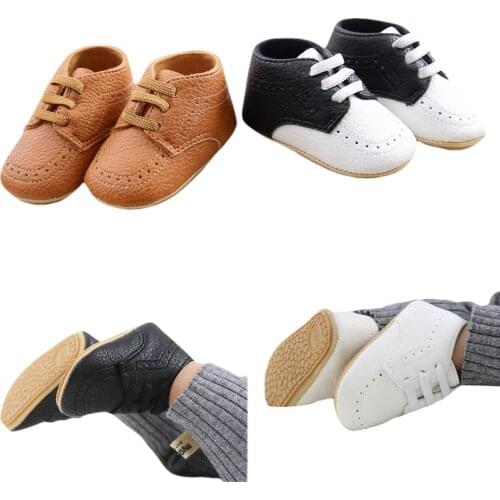 New 0-18M Baby Boy Girl Soft Sole Crib Shoes Anti-slip Sneaker PU Breathable Solid First Walkers