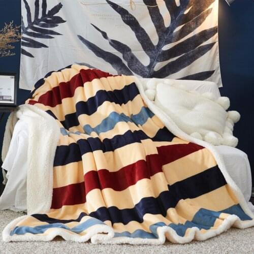 New Arrival Cashmere - Like Throw Bed Blankets Double Thicken Winter Velvet Sherpa Throw Blanket Warm Plaid Bed Cover Bedspread