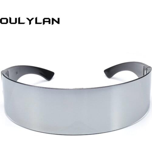 Oulylan Mens Wrap Sunglasses Women Hairband Integral Black Silver Shades Flat Top Novelty Costume Party Funny Strange Glasses