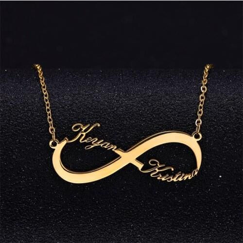Custom Name Necklace Personalized Gold Color Infinity Name Pendant Friendship Necklace Stainless Steel Jewelry Best Friend Gift