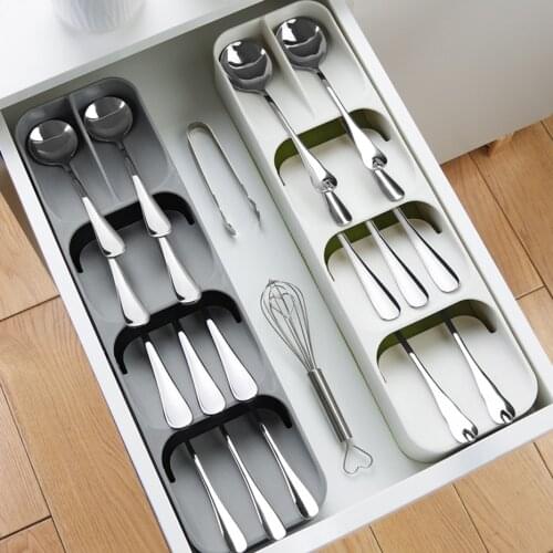 Plastic Knife Block Holder Drawer Knives Forks Spoons Storage Rack Knife Stand Cabinet Tray Kitchen Cultery Organizer