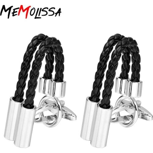 MeMolissa Luxury shirt Black rope Cufflinks brand Hipster Cufflinks For Men High Quality Gift for Husband wholesale and retail
