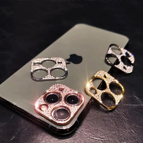 Luxury 3D Crystal Glitter Stone For iPhone 11 12 Mini Pro Max Fashion Bling Diamond Lens Protection Camera Protector PC Cover