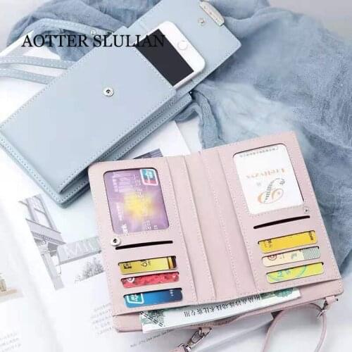 Luxury Fashion Leather Card Wallet Female Credit ID Credit Card Holders Women Holder Cellphone Bags Organizer Candy Color Purse