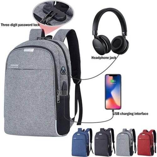 Men Travel Backpack Simple Outdoor USB Charging Interface Business Travel Bag Large Capacity Oxford Waterproof Mens Backpack