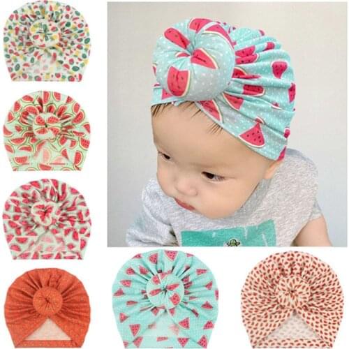 New Printed Baby Hat Turban Knot Cotton Baby Girl Boy Hat Beanie Soft Newborn Infant Toddler Head Wraps Kids Cap