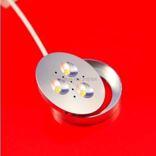 DC12V 3x3W Silver Shell Super Bright 3X3W LED Puck light 3x1W CREE LED Puck lamp 800lm led cabinet bulb lamp