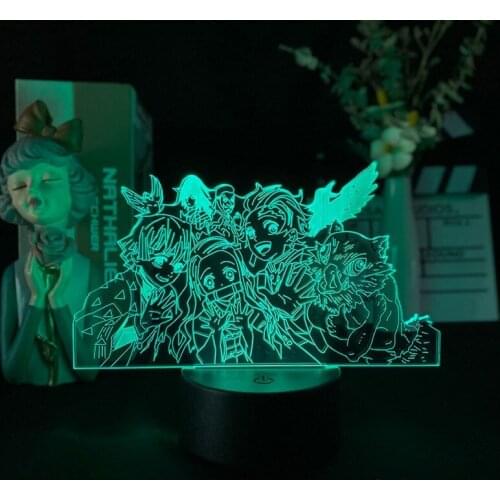 Kids Night Light USB Demon Slayer LED 3D Desk Lamp Atmosphere Decoration for Teenager Room Hotel Bluetooth Base Gift Nightlight