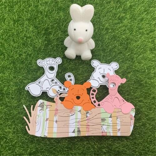 Tigger and naughty bear chatting tree stump Metal Cutting dies Scrapbooking Paper Craft Handmade Card Album Punch Art Cutter Die