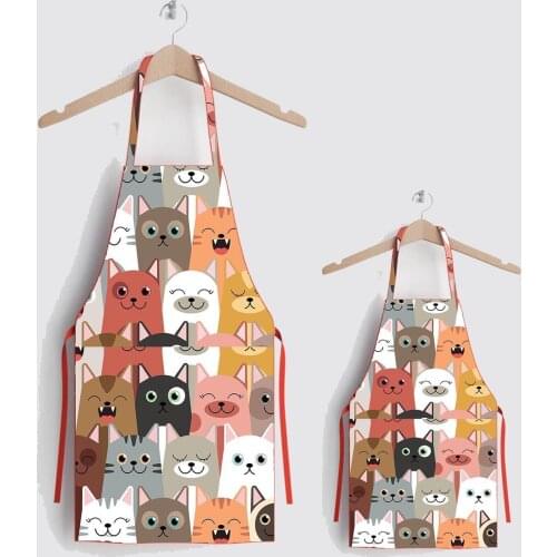 Cat Family Mother Child Stain-resistant Kitchen Apron