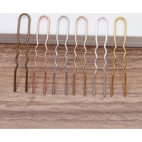 10pcs/lot 75mm Rose Gold/Silver Color U Shape Hair Combs Hairpins Barrettes for Wedding Hair Jewelry Accessories
