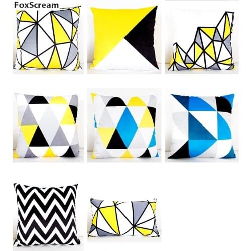 Yellow Decorative Pillows Case Geometric Cushion Cover Home Decor Velvet Pillow Cover For Sofa 45*45cm