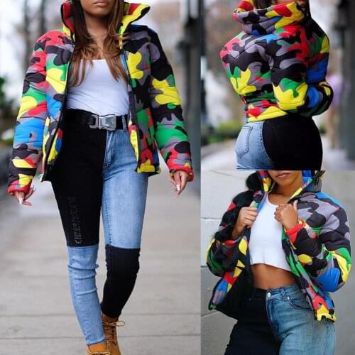 Unisex Plus Size Camouflage Print Winter Jacket Women 4XL Plus Size Bubble Coat Oversized Puffer Jacket for Winter Fashion Parka