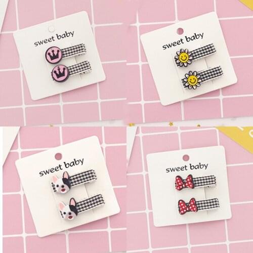 2Pcs/set New Cute Children Barrettes Acrylic Watermelon Fruit Hairpins Cartoon Unicorn Dog Animal Hair Clips Kids Headwear Set