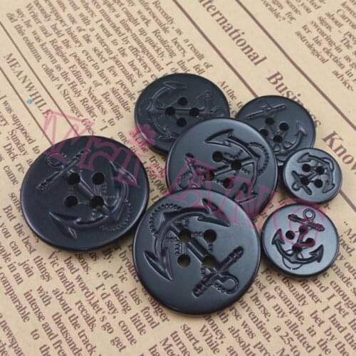 20pcs/lot, 15mm 19mm 22mm 25mm 28mm 30mm Antiflaming Black Anchor Urea Buttons