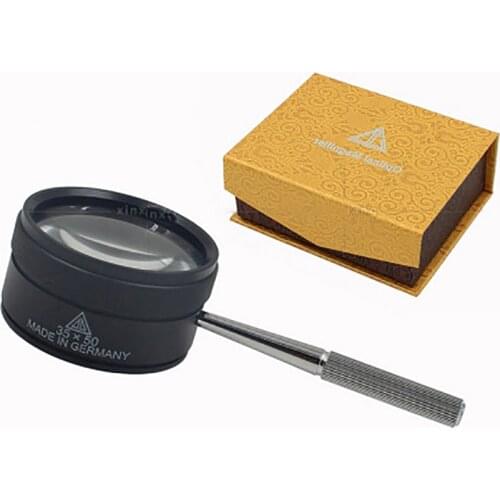 35x50mm Handheld Metal Magnifier Seniors Jewelry Appraisal Round Magnifying Tools Reading 35X Lens Magnifiers Grandpa Gifts