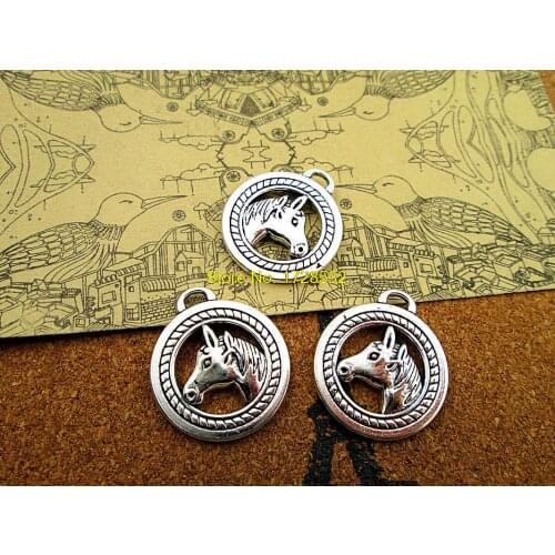 5Pcs Tibetan Silver Tone 2-Sided HorseHead Charms Pendants 25x28mm Wholesale
