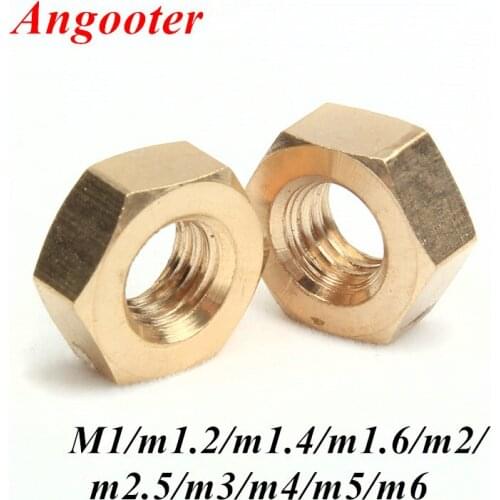 50pcs DIN934 M1 M1.2 M1.4 M1.6 M2 M2.5 M3 M4 M5 M6 Brass Hex Nuts Copper Brass Hexagon Nut Hex Nuts