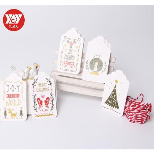50pcs/lot Merry Christmas DIY Multi Style Gift Tags Small Card Optional String Craft Label Party Decor Festive Painted Bookmarks