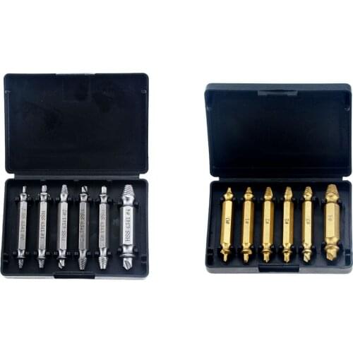 6PCS 4341 or S2 #0 #1 #2 #3 #4 Double Side Drill Out Damaged Screw Extractor Out Remover Broken Bolt Stud Stripped Screw Tools