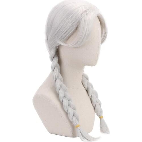 Mexico Day of The Dead Coco Cosplay 21" White Synthetic Hair 2x Twist Braids Wigs for Women Party Costume Halloween