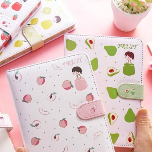 Planner Magnetic Buckle PU NoteBook Yearly Agenda Color Illustration Daily Plan Kawaii Stationery Fruit Print Notebook