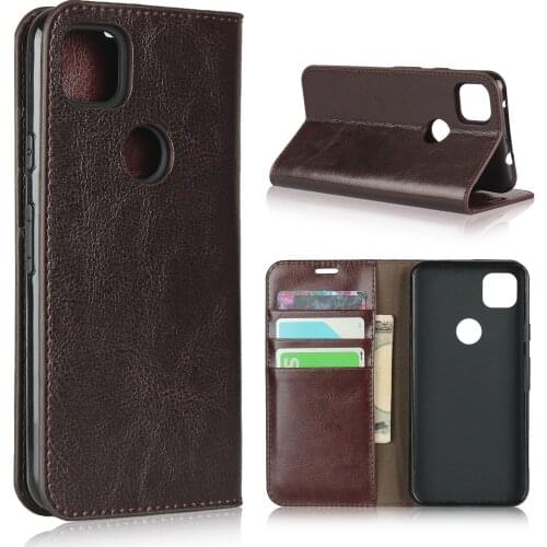 For Google Pixel 4a 4G Case 5.81" 100% Natural Genuine Leather Skin Phone Case On For Google Pixel 4a 4G Flip Wallet Book Cover