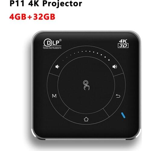 DLP P11 4K projector Android 9.0 DDR4 4GB 32GB mini portable LED 2.4G 5G wifi bluetooth 3D Home video game beamer vs P10