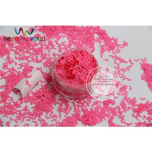 N-9 Size :5mm Solvent Resistant Neon Pink color Glitter Bat shape spangles for Nail Art and DIY supplies1pack=50g