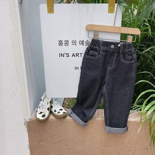2021 Korea style girls boys denim pants autumn fashion kids long jeans pants 2-8 years