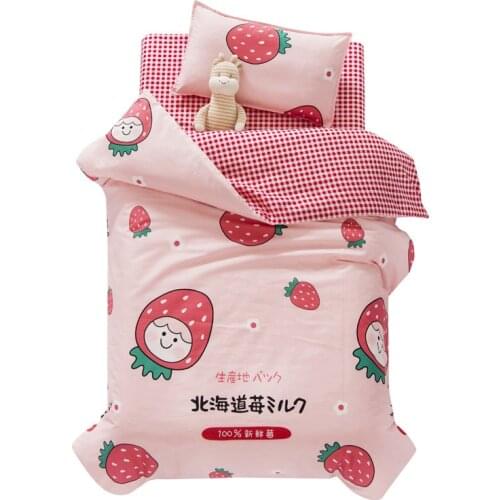 3 Pcs Bedding Sets 100% Cotton Baby Duvet Covers Pillow Cases and Sheets Double-sided Use Baby Product Set Kids Room Decoration