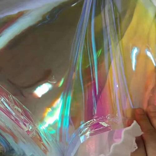 Laser gradual color film PVC material waterproof reflective fabric hard feel