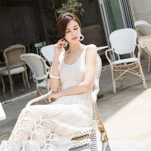 Summer Thin Sexy Long Avant-Garde Suspender High Figure Queen Fashion Elegant Comfortable Sleeveless Unique Knitted Dress
