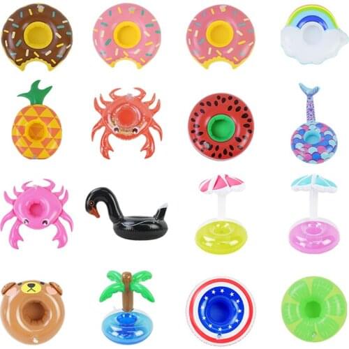 Summer Party Flamingo Inflatable Drinks Cup Holder Pool Float Beer Drinking Holder Pool Toys Table Bar Coasters Drink Holder