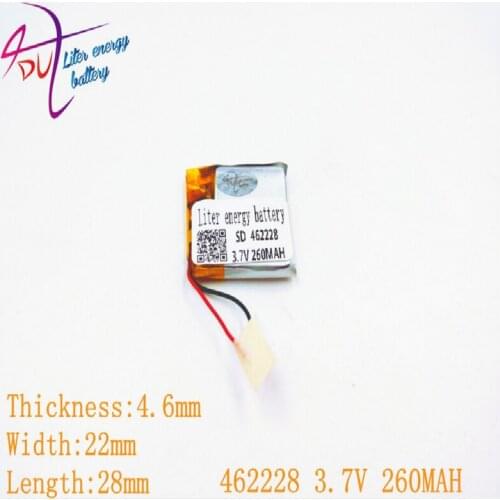 3.7V,260mAH 462228 452030 Polymer lithium ion / Li-ion battery for SMART WATCH,bluetooth earphone,mp4,mp3,GPS